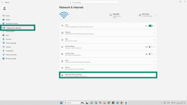 Screenshot of advanced network settings option in Windows (2)