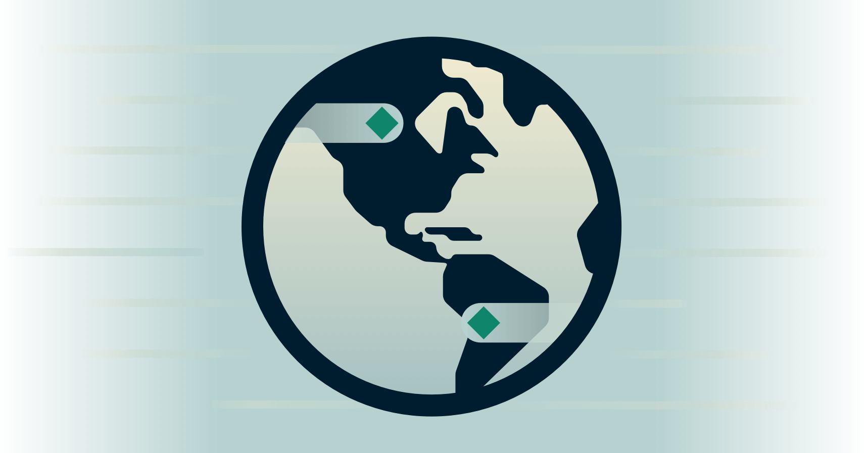 Globus auf grünem Hintergrund, der hohe Geschwindigkeiten illustriert.