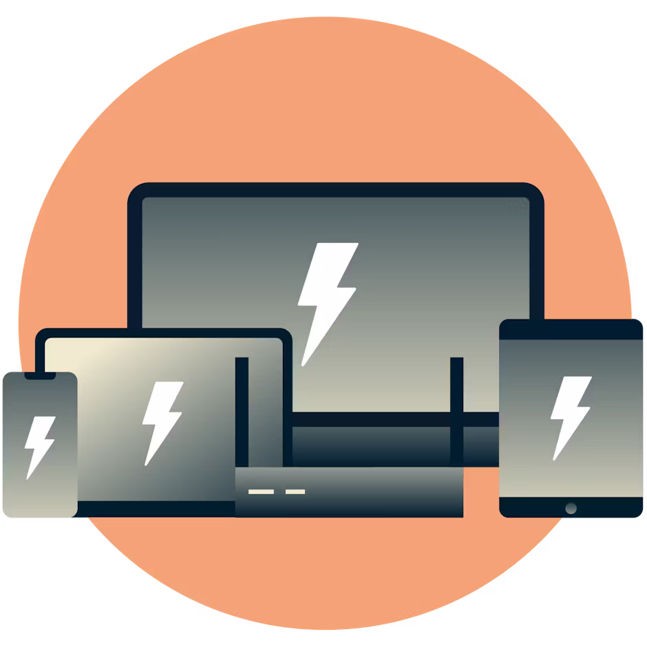 Devices with lightning bolts on them to indicate speed.