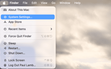 System Settings on Mac.